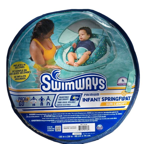 Swimways Premium Infant Spring Float With Sun Canopy  Adjustable Sun-Shade Mesh - Picture 2 of 3